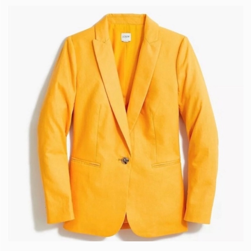 J. Crew Saffron Yellow Single Button Linen Blazer W2282 Sz 6